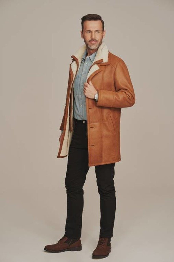 Mens 3/4 length sheepskin coat