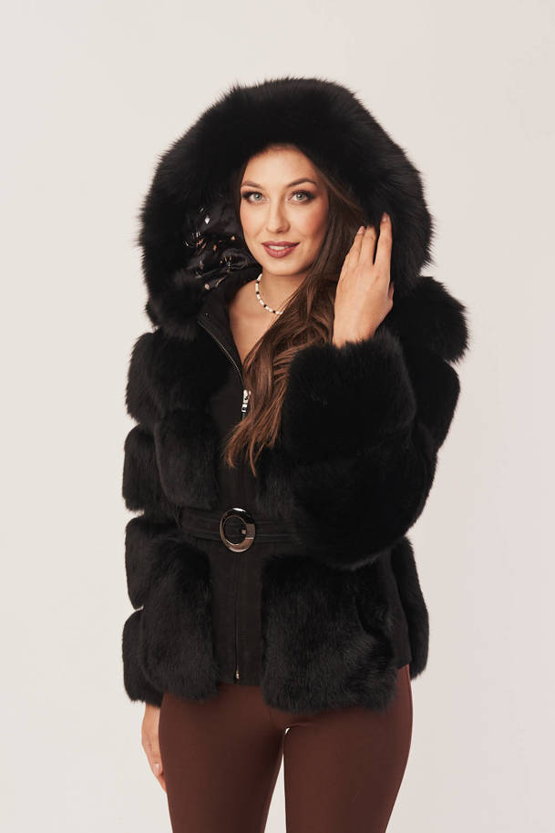 Real fur jacket - Black fox fur coat