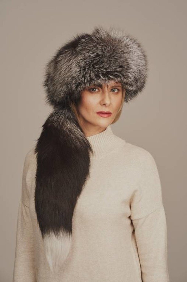 Women's silver fox fur hat