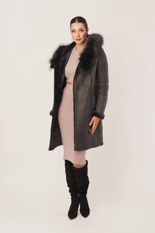 Women's winter coat with hood - Women's sheepskin coat